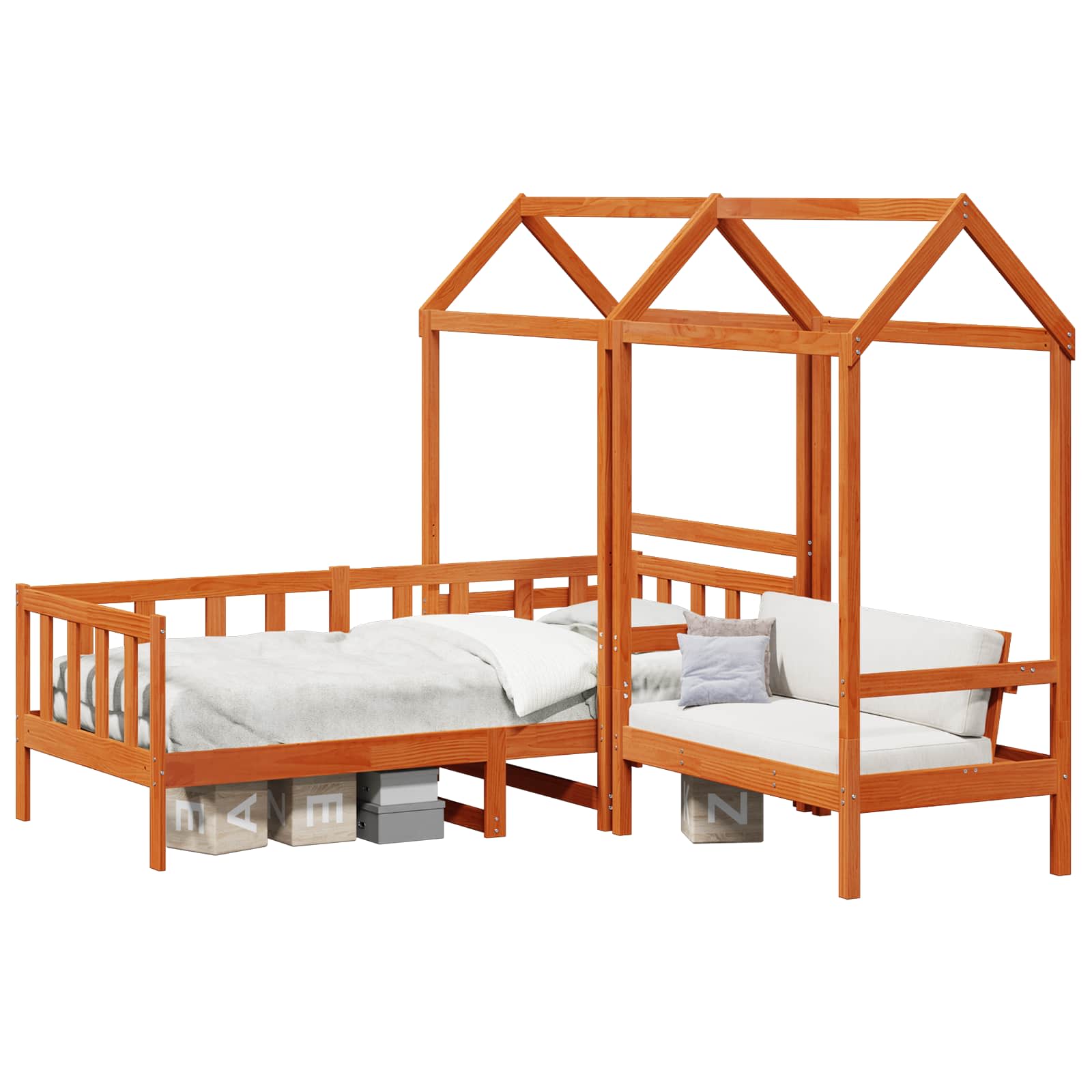 vidaXL Conjunto de Cama Day 3 pcs Castanho Cera