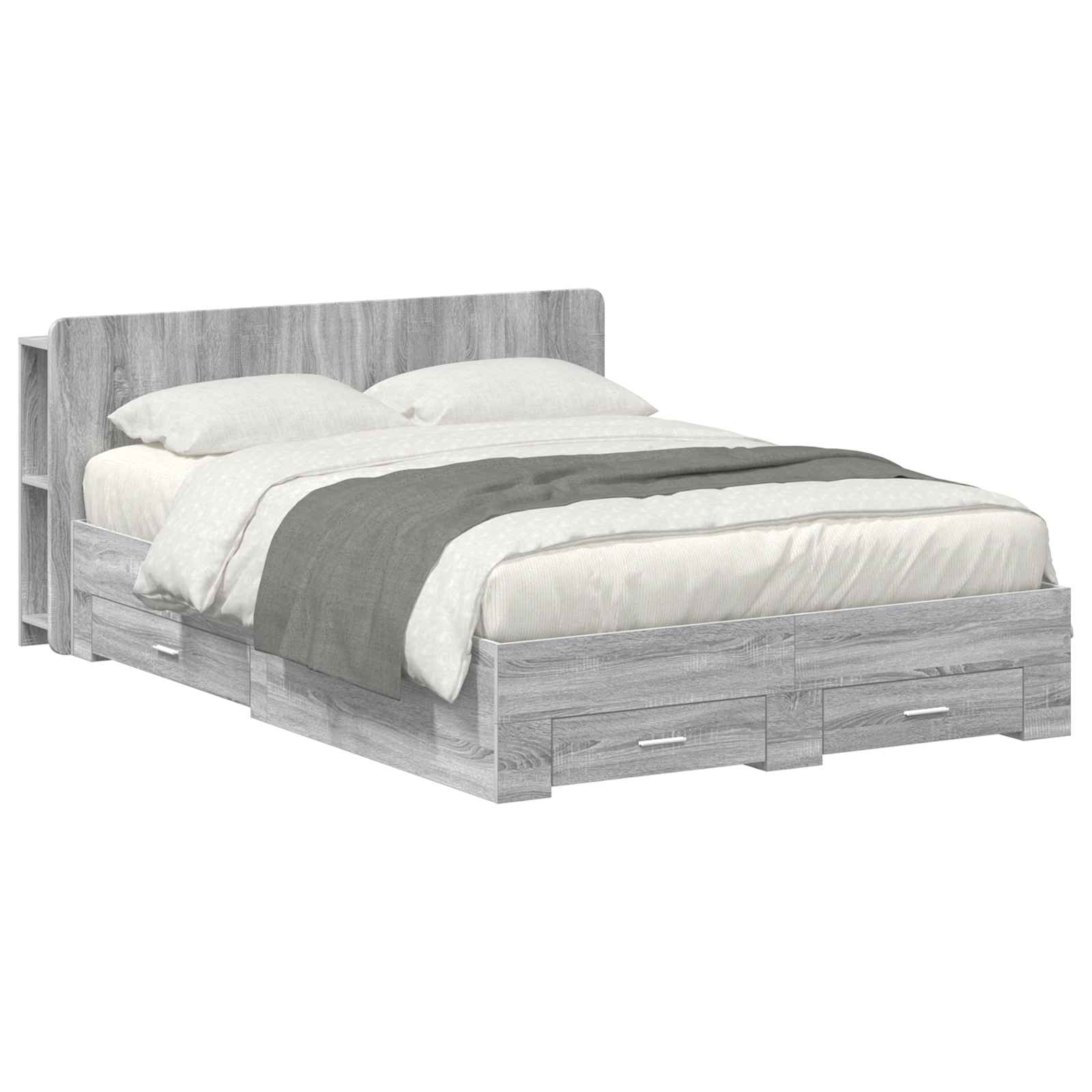 vidaXL Estrutura de Cama com Armazenamento Sonoma cinzento