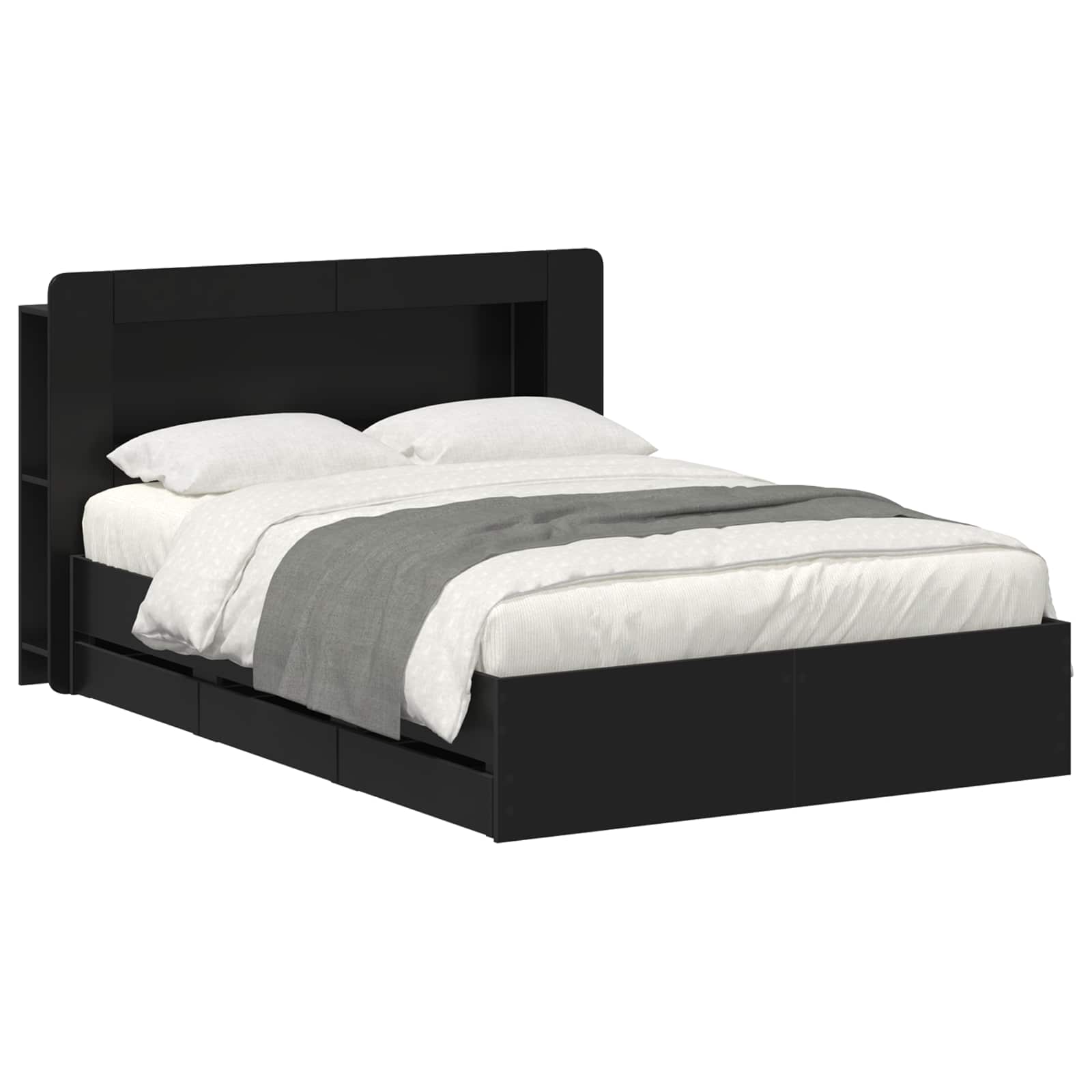 vidaXL Estrutura de Cama com Armazenamento Preto 150 x 200 cm