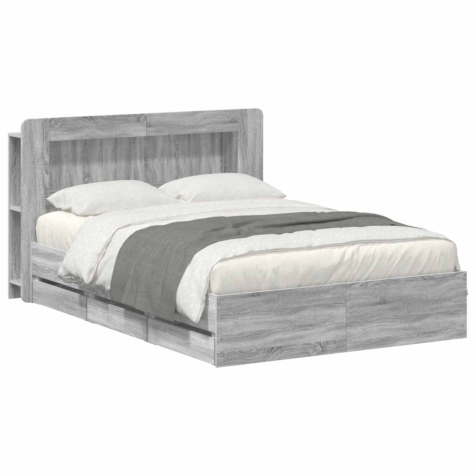 vidaXL Estrutura de Cama com Armazenamento Sonoma cinzento
