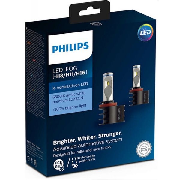 Philips 2x Lâmpadas LED H8/H11/H16 X-treme Ultinon - 12794UNIX2