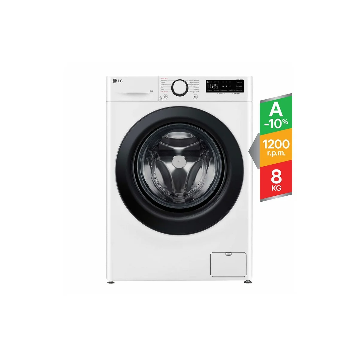 Máquina de Lavar Roupa LG F2WR5S8S6W | 8 kg, 1200 rpm, Steam™