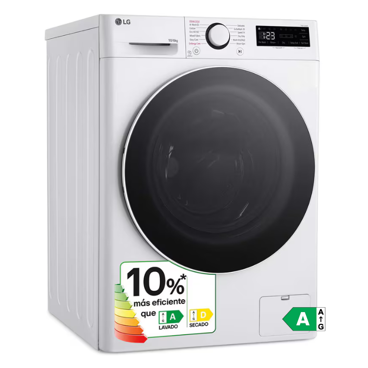 Máquina de Lavar e Secar Roupa LG F4DR6010A0W 10Kg/6Kg 1400RPM Classe D