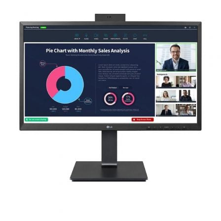 Monitor LG 24BP75CP-B / Full HD / Webcam / Regulável em altura / Preto