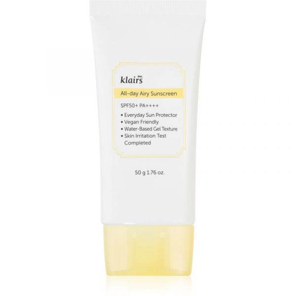 Protetor Solar Klairs All-day Airy Sunscreen Gel-Creme de Proteção Leve SPF 50+ 50 g