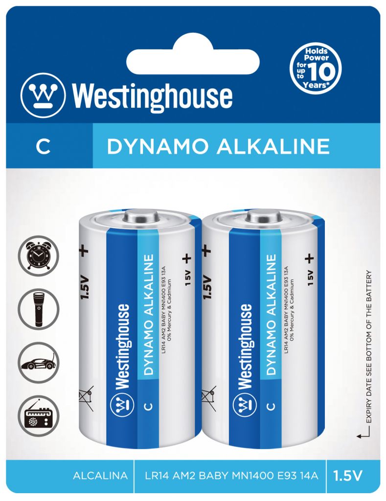 PILHA WESTINGHOUSE ALCALINA 1.5V C LR14 (2 PCS)