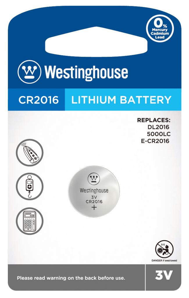PILHA WESTINGHOUSE LITIO 3V CR2016