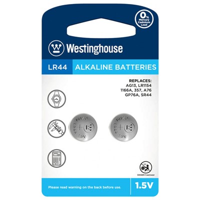 PILHA WESTINGHOUSE ALCALINA 1.5V LR44/AG13 (2 PCS)