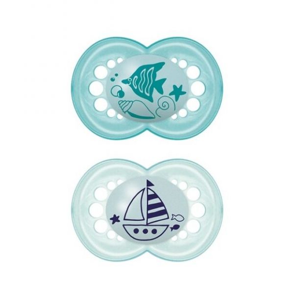 Mam Original 2 Chupetas Baleia e Leão Marinho Branco/azul 16m+