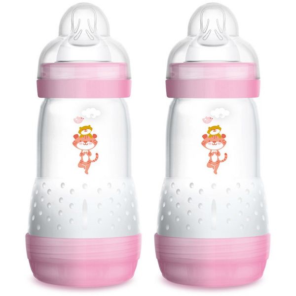 MAM Conjunto 2 Biberões Anticólicas 2M+ 260ml Rosa