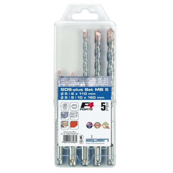 Alpen-Maykestag Broca SDS+ F4 MB5 5-6x110/6-8-10x160 5 Peças