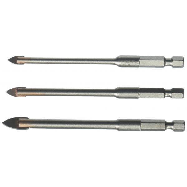 Alpen-Maykestag Broca Kassette Profi Glas ATM 3-289 Carbureto de Tungsténio para Vidro 3 Unidades Cinzento