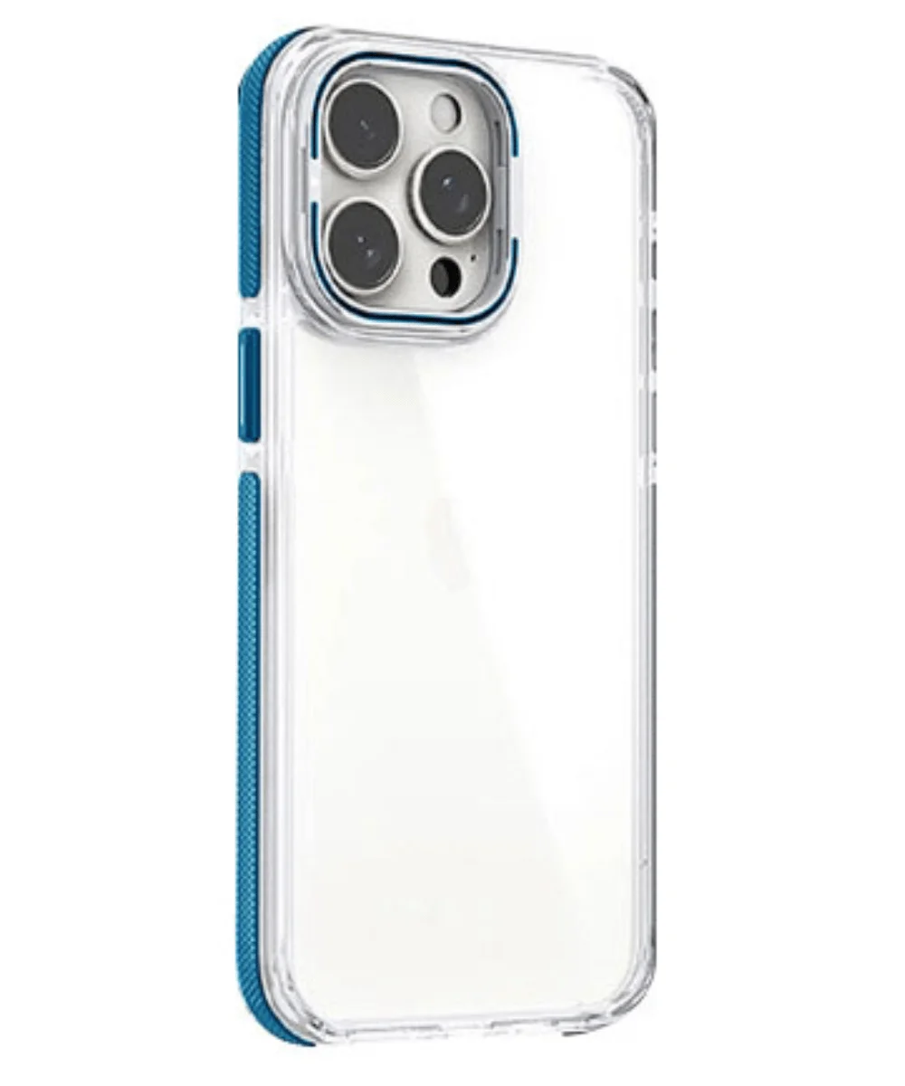 Capa Acrílico Borda Silicone são Suporte Cubrecamara iPhone 13/14 Azul