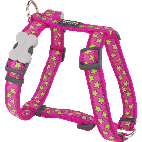 Red Dingo Arnês para Cães STYLE STARS LIME ON HOT PINK 45-66 cm
