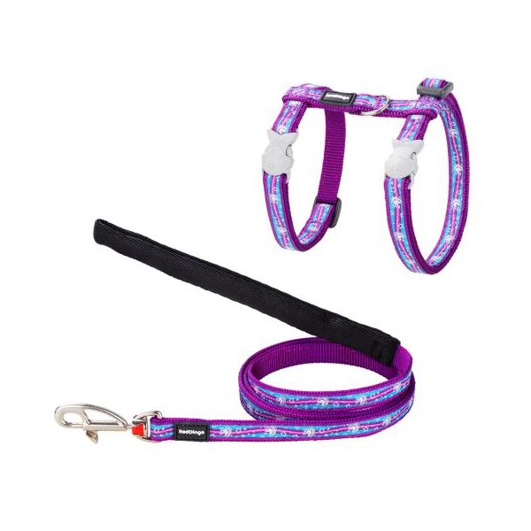 Red Dingo Trela + Peitoral Style Unicórnios Roxo 21-35 Cm X 12 Mm