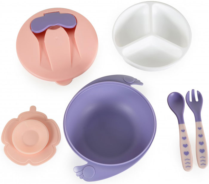 Conjunto tigela com garfo e colher Cangaroo Jelly pink