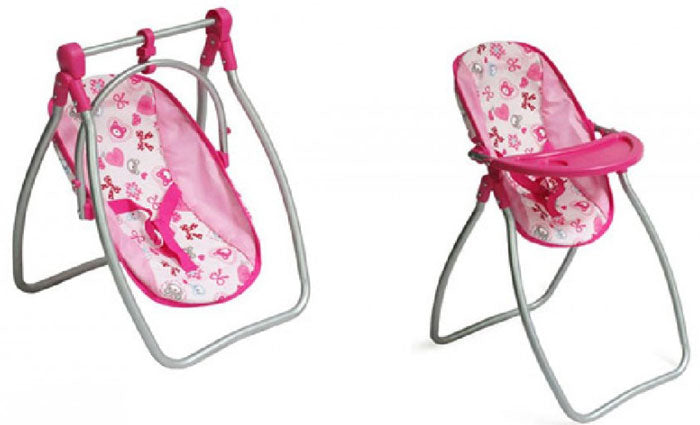 Cadeira alta e baloiço para bonecas Moni Lovely bear