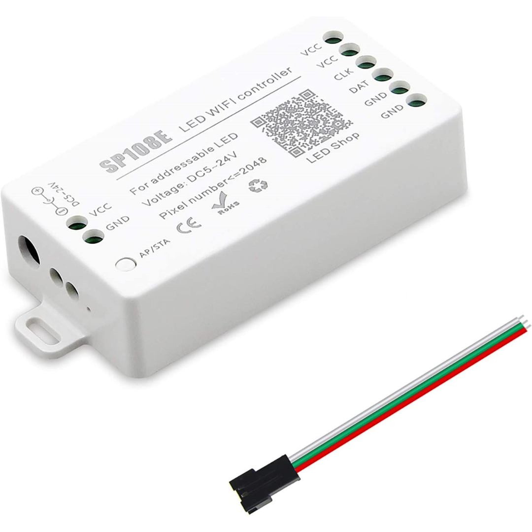 Controlador LED IC Pixel WiFi RGB/RGBW - 5-24V DC - 2048 Pixels