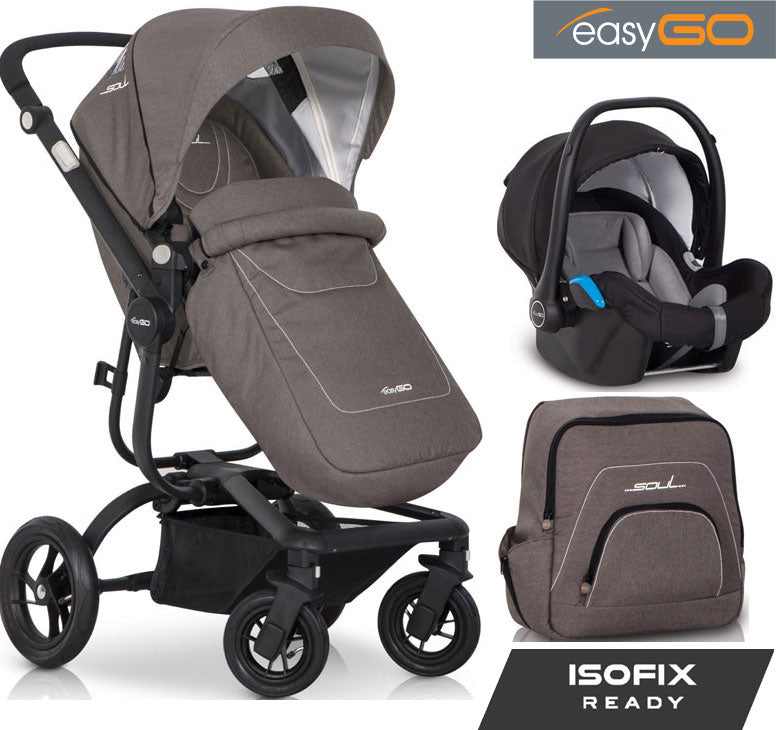 EASYGO - Carrinho multifuncional SOUL + STARTER 0+ ISOFIX READY Mocca